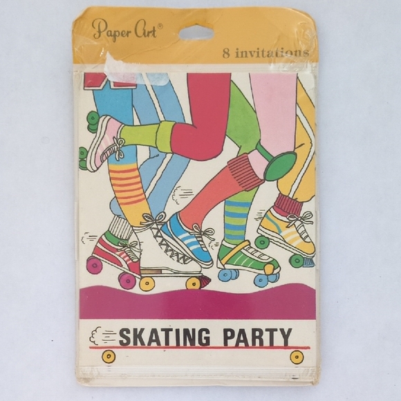 Vintage Skating Party Invitations Retro 70s 80s Unique Fun Ephemera - Picture 1 of 5